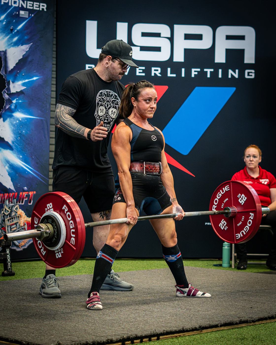 A lifter pulling a deadlift